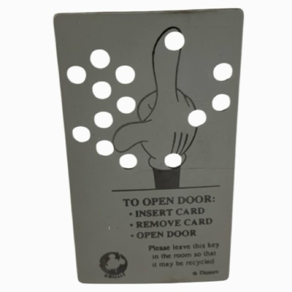 DISNEY VTG HOTEL ROOM KEY WDW MICKEY GLOVE HAND FINGER CONTEMPORARY HOTEL 1995